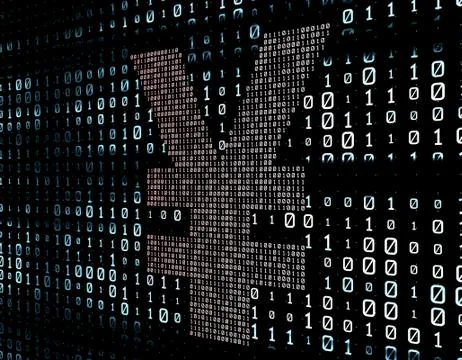 Binary code network matrix, RMB, data transmission and storage Stockillustratie