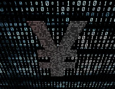 Binary code network matrix, RMB, data transmission and storage Stockillustratie