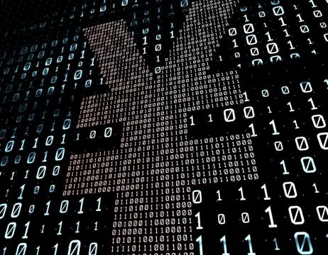 Binary code network matrix, RMB, data transmission and storage Stock Illustration