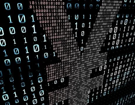 Binary code network matrix, RMB, data transmission and storage Stock Illustration