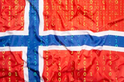 Binary code with Norway flag, data protection concept Stock Photos