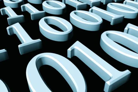 Binary code number one and zero background. 3D rendering, Close up Stock Illustration