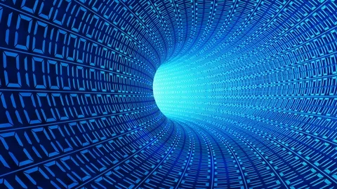 Binary code numbers in blue abstract speed motion in highway tunnel with ligh Video stock 100541710