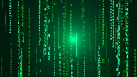 Binary Code numbers with eerie green glowing Light Moving over Space Video stock 316037176