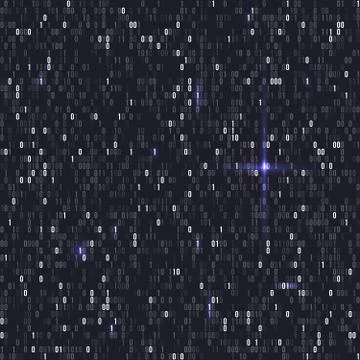 Binary code with numbers one and zero on dark background. Artificial Stock Illustration