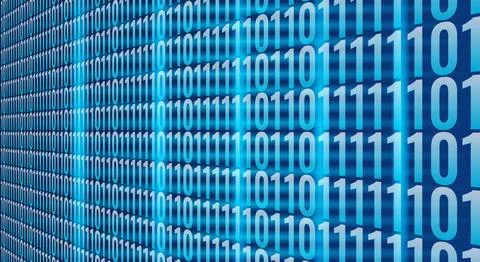 Binary code numbers technology background with glowing blue digits Stock Illustration