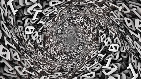 Binary Code Numbers, Zero and One on the Tunnel Walls Animation, Loop Stock Footage 252011734