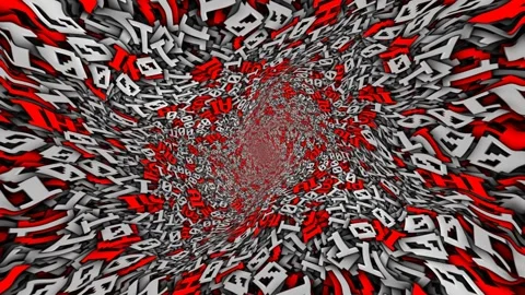 Binary Code Numbers, Zero and One on the Tunnel Walls Animation, Tech Background Stock Footage 303474175