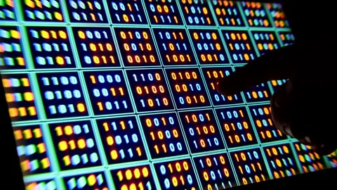 Binary code in orange and blue. Stock Footage 276229388