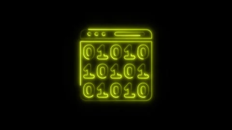Binary Code Outline Icon in HD Video Neon Animation Stock Footage 304552115