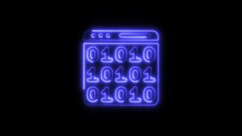 Binary Code Outline Icon in HD Video Neon Animation Stock Footage 304552116