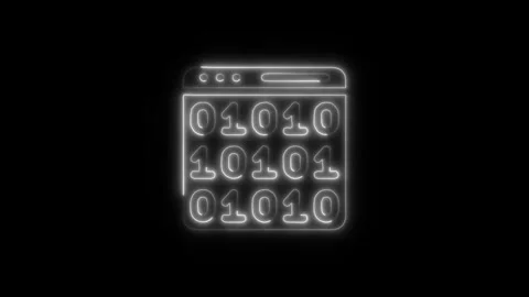Binary Code Outline Icon in HD Video Neon Animation Stock Footage 304552117