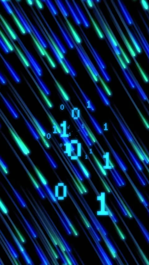 Binary code over blue and green streaks, digital data processing animation Stock Footage 320093196