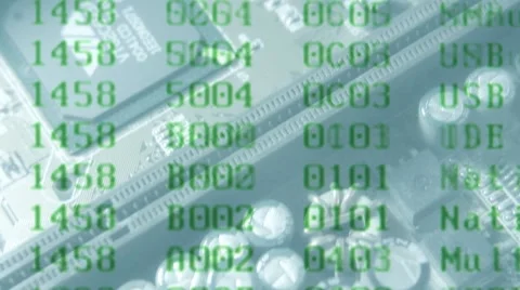 Binary code over computer circuit board Stock Footage 8682040