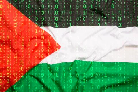 Binary code with Palestine flag, data protection concept イラスト素材