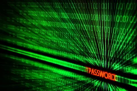 Binary code with password hack Stock Photos