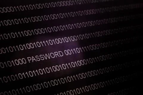 Binary code, password on LCD-screen Stockfoto's