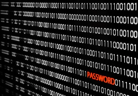Binary code with password theft Stock Photos