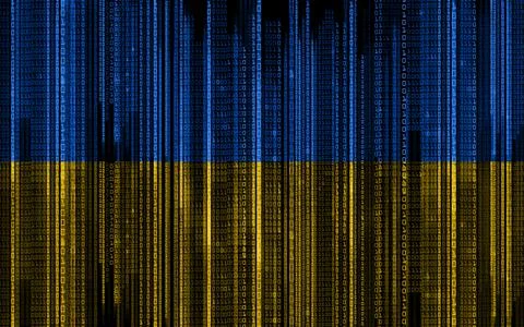 Binary code pattern in colors of flag of ukraine Stock Photos