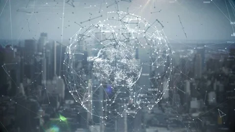 Binary code with polygonal circle connecting dots and lines 库存影片 93658772