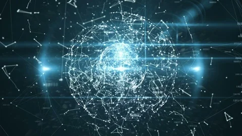 Binary code with polygonal circle connecting dots and lines 库存影片 93658785