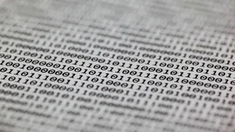 Binary Code Printed On White Paper Stock-Footage 73810377