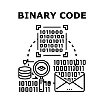 Binary code process managing digital information data Stockillustratie