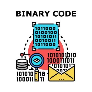 Binary code process managing digital information data Stock Illustration