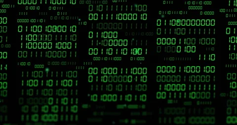 Binary code processing animation on black background Stock Footage 304767562