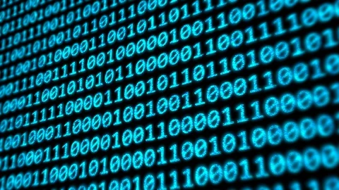 Binary Code Program Digits on Digital Computer Monitor Screen Stock Footage 118955204