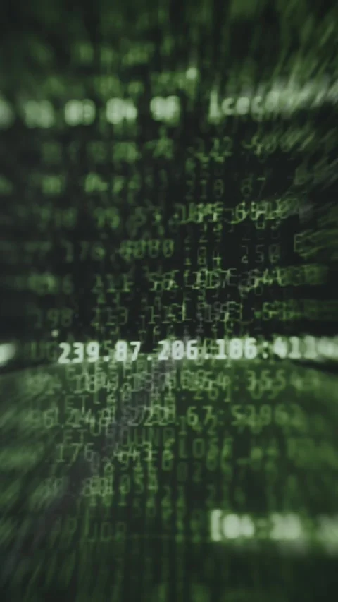 Binary code, programming language fragments, network data streams, cybersecurity 스톡 동영상 335463916
