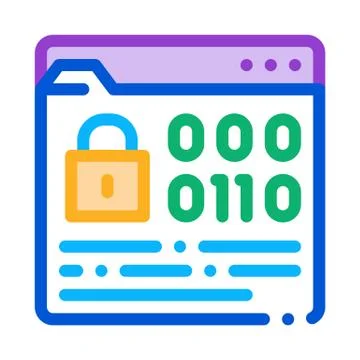 Binary code protection icon vector outline illustration Stock Illustration