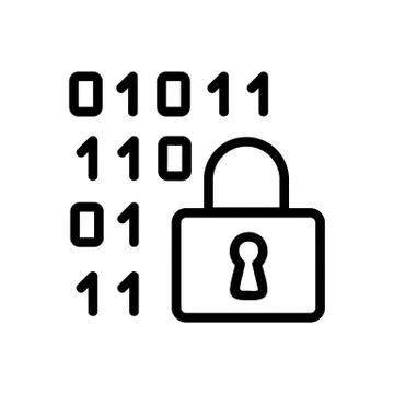 Binary code protection icon vector outline illustration Stock Illustration