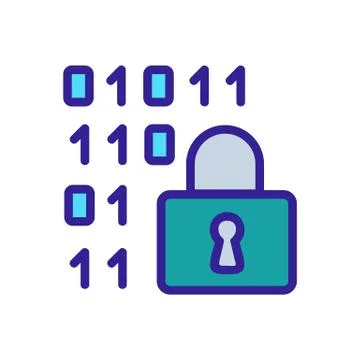 Binary code protection icon vector outline illustration Stock Illustration
