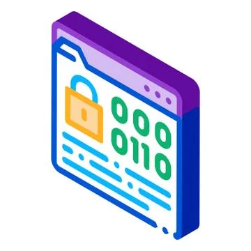 Binary code protection isometric icon vector illustration Stock Illustration