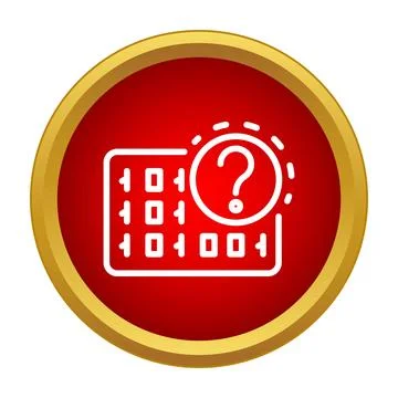 Binary code question mark data problem icon Stock Illustration