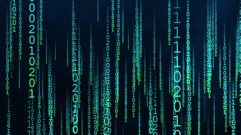 Binary Code Rain Animation Futuristic Digital Data Flow Background Stockbeeldmateriaal 319896998