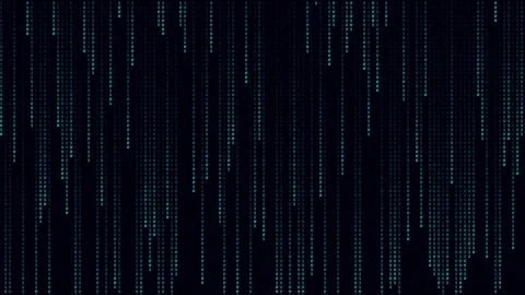 Binary code rain background, cyan digital matrix data flow animation Stock Footage 342573191