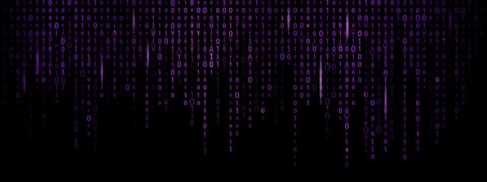 Binary code rain bg. Matrix style background. High-tech cyber effect with g.. Stock Illustration