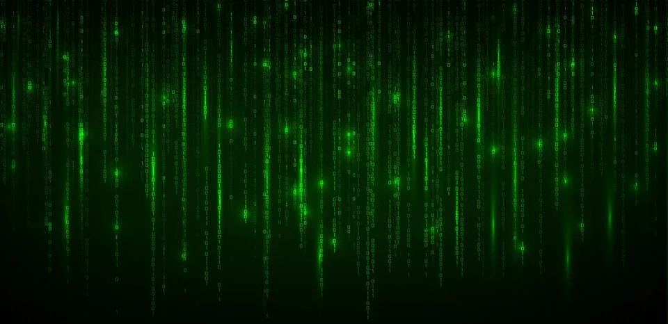 Binary code rain bg, matrix digital background 스톡 일러스트