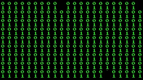 Binary code rain with green matrix numbers on black digital screen effect Video stock 315737665
