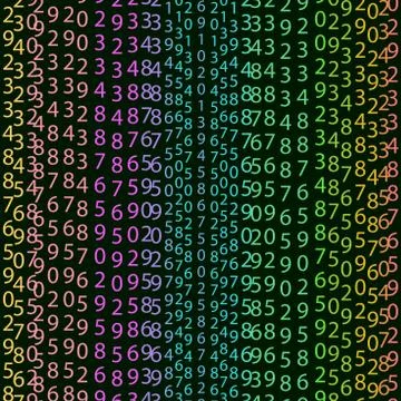 Binary code rainbow and black green background with digits on screen. Algorithm Illustrazione stock