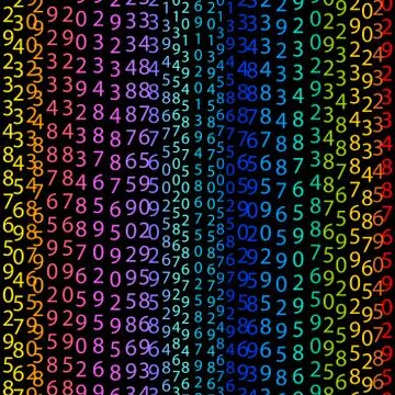 Binary code rainbow and black green background with digits on screen. Algorithm Stock Illustration