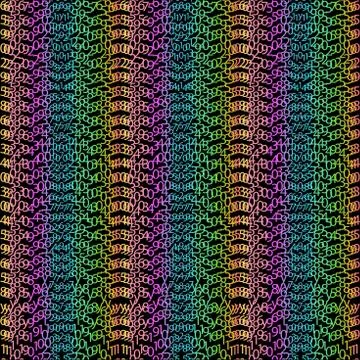 Binary code rainbow and black green background with digits on screen. Algorithm Stockillustratie