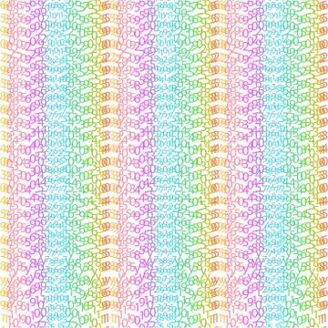 Binary code rainbow and white background with digits on screen. Algorithm binary Stock Illustration