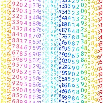 Binary code rainbow and white background with digits on screen. Algorithm binary Stock Illustration