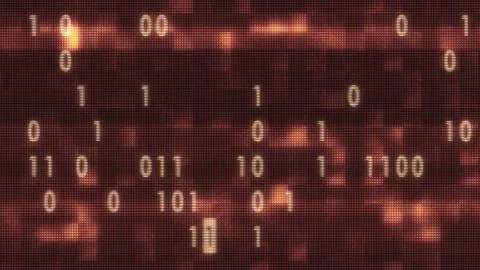 Binary code random on old led lcd display illustration background new retro Stock Illustration