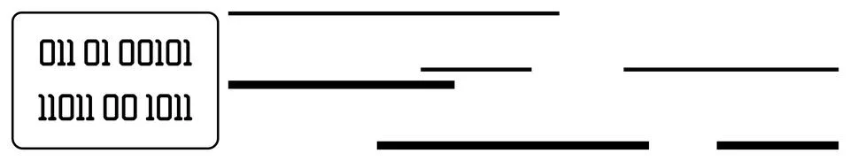 Binary code in rectangular box with horizontal bar lines, symbolizing digital 库存插图