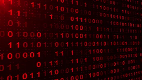 Binary code red and white with digits moving on screen Video stock 341939771