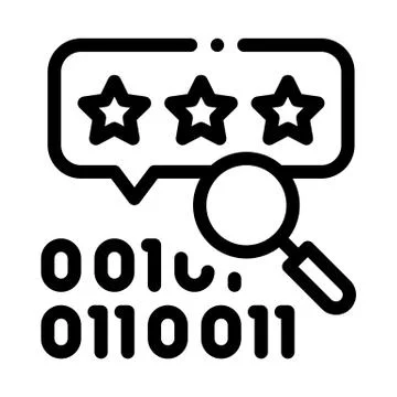 Binary code research and assessment icon vector outline illustration Illustrazione stock